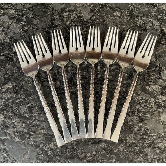 8 International Silver Company Deepsilver Silverplate 1971 Camille Salad Forks - Picture 1 of 4